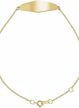 14K White Gold Engravable Curved Bar 6 1/2-7 1/2
