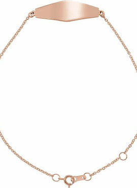 14K White Gold Engravable Curved Bar 6 1/2-7 1/2