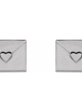 Platinum Heart Envelope Earrings