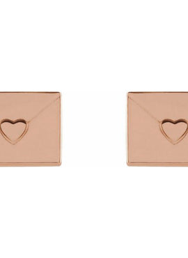 Platinum Heart Envelope Earrings