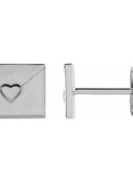 Platinum Heart Envelope Earrings