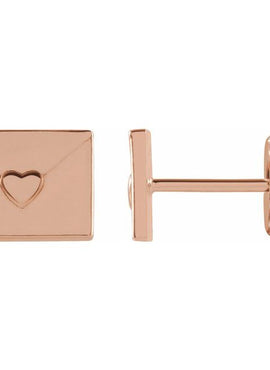 Platinum Heart Envelope Earrings
