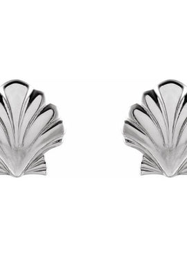 14K White Gold Tiny Shell Earrings