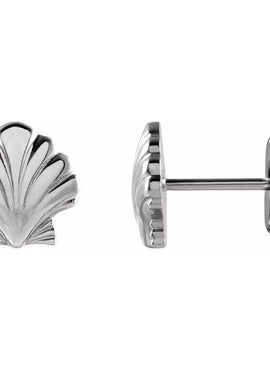 14K White Gold Tiny Shell Earrings