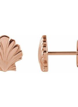 14K White Gold Tiny Shell Earrings