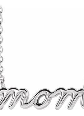 14K White Gold Petite Mom Script 16
