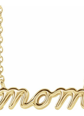 14K White Gold Petite Mom Script 16