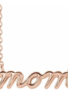 14K White Gold Petite Mom Script 16