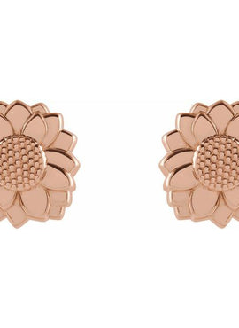 14K Yellow Gold Tiny Sunflower Earrings