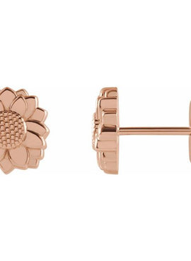 14K Yellow Gold Tiny Sunflower Earrings