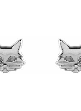 14K Yellow Gold Tiny Cat Earrings