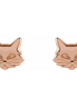 14K Yellow Gold Tiny Cat Earrings