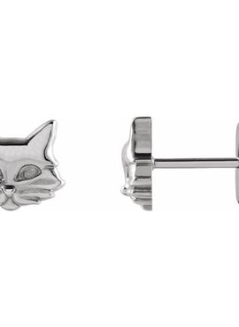 14K Yellow Gold Tiny Cat Earrings