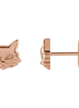 14K Yellow Gold Tiny Cat Earrings