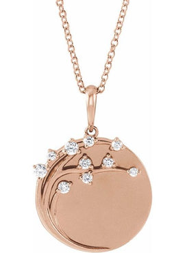 14K Rose Gold 1/8 CTW Natural Diamond Engravable Family Tree Pendant