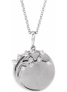 14K Rose Gold 1/8 CTW Natural Diamond Engravable Family Tree Pendant