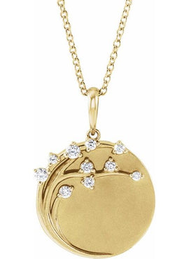 14K Rose Gold 1/8 CTW Natural Diamond Engravable Family Tree Pendant