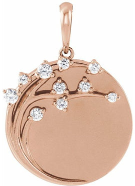 14K Rose Gold 1/8 CTW Natural Diamond Engravable Family Tree Pendant