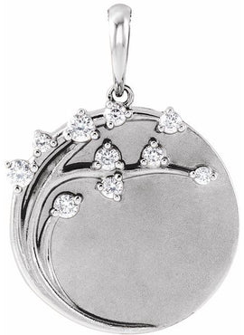 14K Rose Gold 1/8 CTW Natural Diamond Engravable Family Tree Pendant