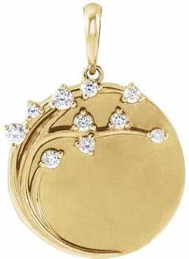 14K Rose Gold 1/8 CTW Natural Diamond Engravable Family Tree Pendant