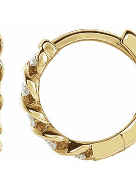 14K Yellow Gold 1/10 CTW Natural Diamond 9 mm Hoop Earrings