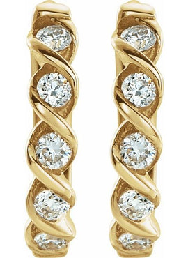 14K Yellow Gold 1/10 CTW Natural Diamond 9 mm Hoop Earrings