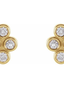 14K Rose Gold 3/4 CTW Natural Diamond Bezel-Set Cluster Earrings