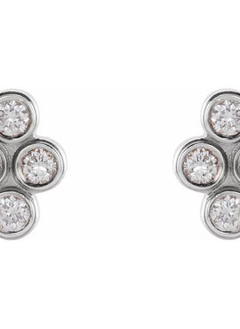 14K Rose Gold 3/4 CTW Natural Diamond Bezel-Set Cluster Earrings