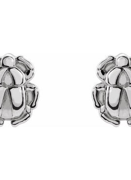 14K White Gold Tiny Scarab Earring