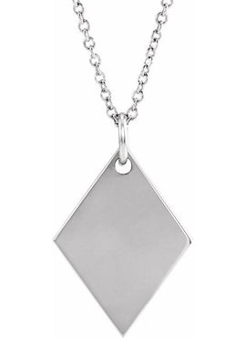 14K Rose Gold 19.84x12.95 mm Engravable Diamond-Shaped Pendant