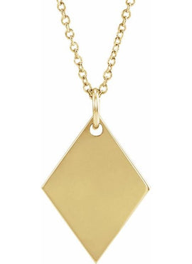 14K Rose Gold 19.84x12.95 mm Engravable Diamond-Shaped Pendant