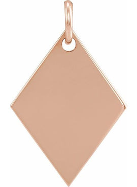 14K Rose Gold 19.84x12.95 mm Engravable Diamond-Shaped Pendant