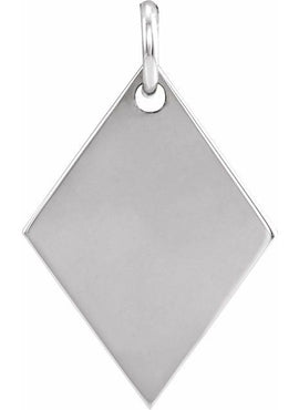 14K Rose Gold 19.84x12.95 mm Engravable Diamond-Shaped Pendant