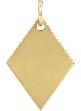 14K Rose Gold 19.84x12.95 mm Engravable Diamond-Shaped Pendant