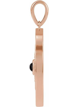 14K Rose Gold Natural Ethiopian Opal & 1/6 CTW Natural Diamond Evil Eye Pendant