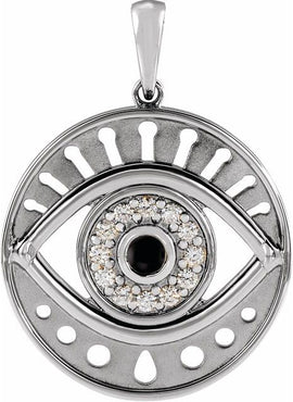14K Rose Gold Natural Ethiopian Opal & 1/6 CTW Natural Diamond Evil Eye Pendant