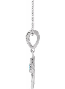 14K White Gold Natural Turquoise & .08 CTW Natural Diamond Eye of Horus Pendant
