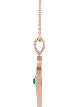 14K Rose Gold Natural Ethiopian Opal & 1/6 CTW Natural Diamond Evil Eye Pendant