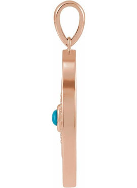 14K Rose Gold Natural Ethiopian Opal & 1/6 CTW Natural Diamond Evil Eye Pendant