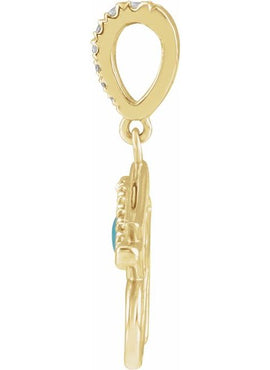 14K White Gold Natural Turquoise & .08 CTW Natural Diamond Eye of Horus Pendant