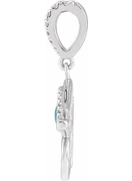 14K White Gold Natural Turquoise & .08 CTW Natural Diamond Eye of Horus Pendant