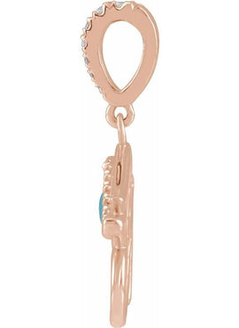 14K White Gold Natural Turquoise & .08 CTW Natural Diamond Eye of Horus Pendant