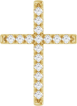 14K White Gold 1/2 CTW Natural Diamond French-Set Cross Pendant