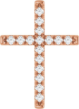 14K White Gold 1/2 CTW Natural Diamond French-Set Cross Pendant