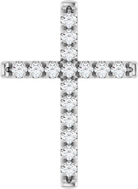14K White Gold 1/2 CTW Natural Diamond French-Set Cross Pendant