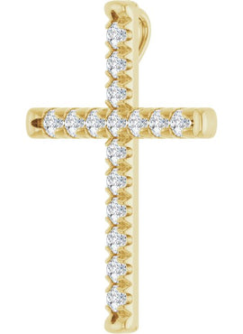 14K White Gold 1/2 CTW Natural Diamond French-Set Cross Pendant