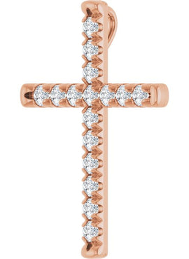 14K White Gold 1/2 CTW Natural Diamond French-Set Cross Pendant
