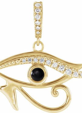 14K White Gold Natural Turquoise & .08 CTW Natural Diamond Eye of Horus Pendant