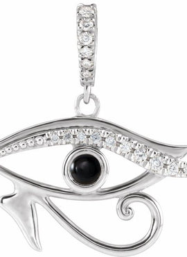 14K White Gold Natural Turquoise & .08 CTW Natural Diamond Eye of Horus Pendant