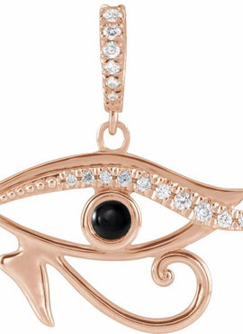 14K White Gold Natural Turquoise & .08 CTW Natural Diamond Eye of Horus Pendant